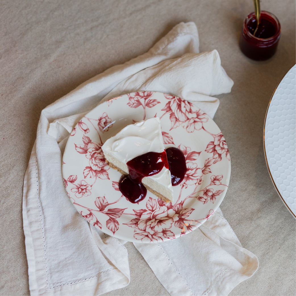 Classic Cheesecake with Pomegranate Sauce