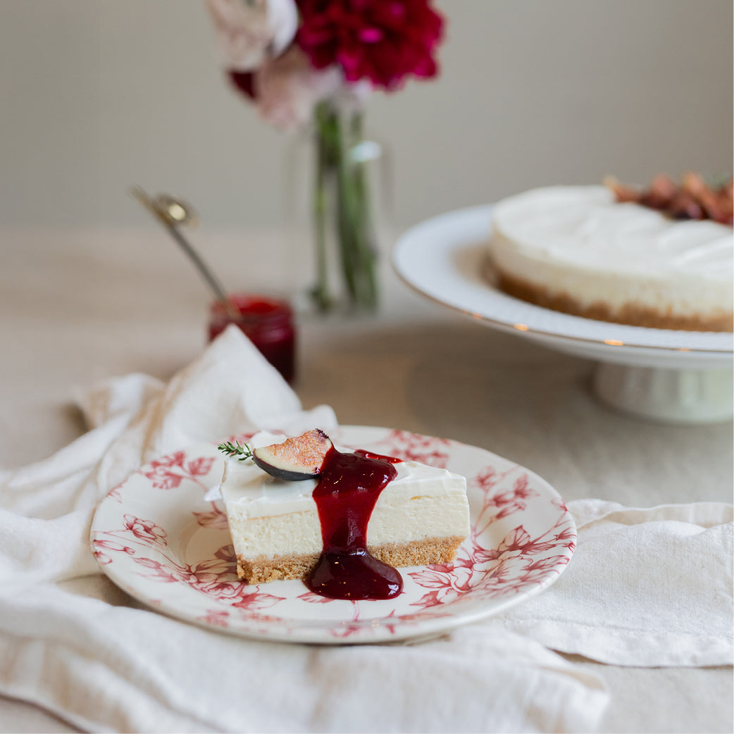 Large Honeyed Fig Cheesecake with Pomegranate Sauce