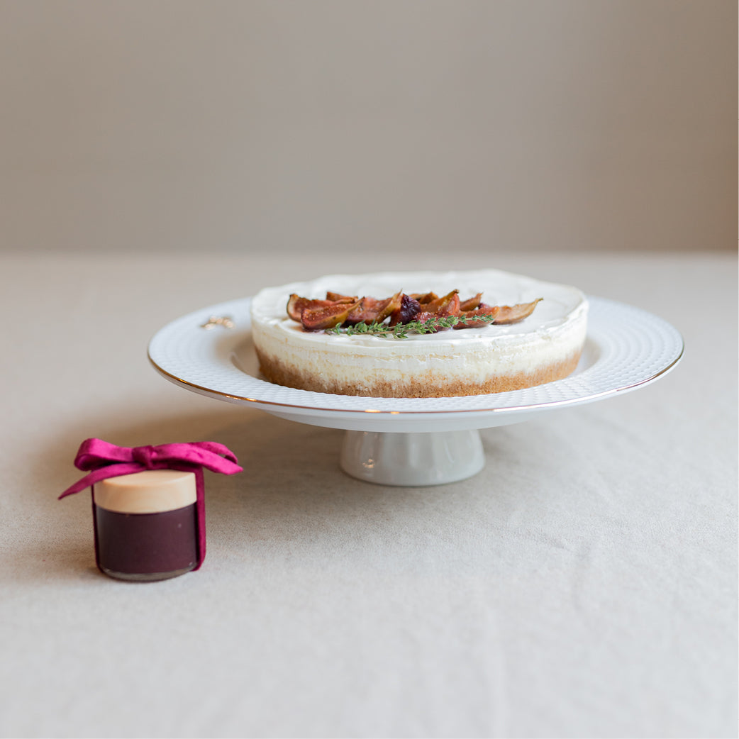 Large Honeyed Fig Cheesecake with Pomegranate Sauce